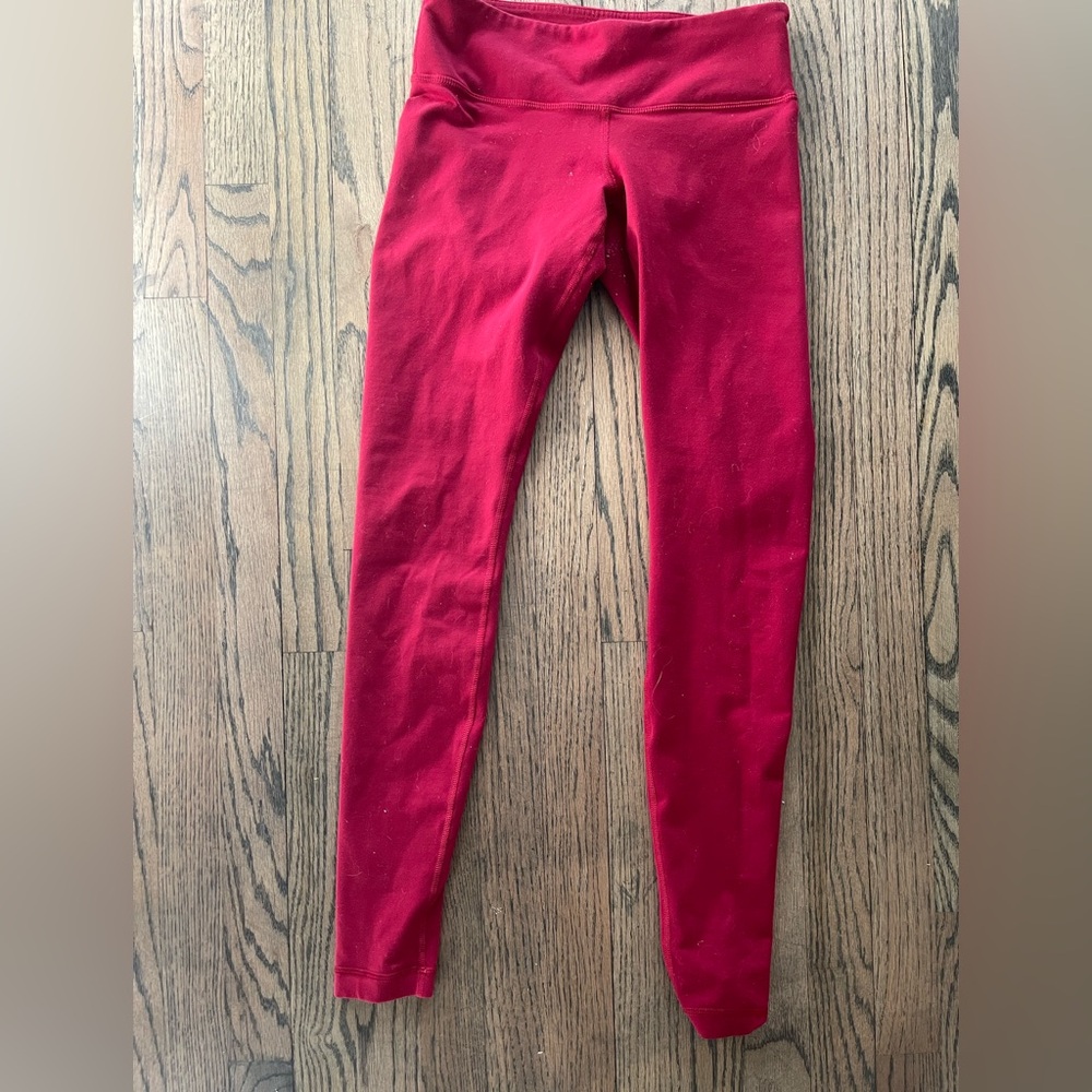 Lululemon Wunder Under Mid Rise Leggings in Red
